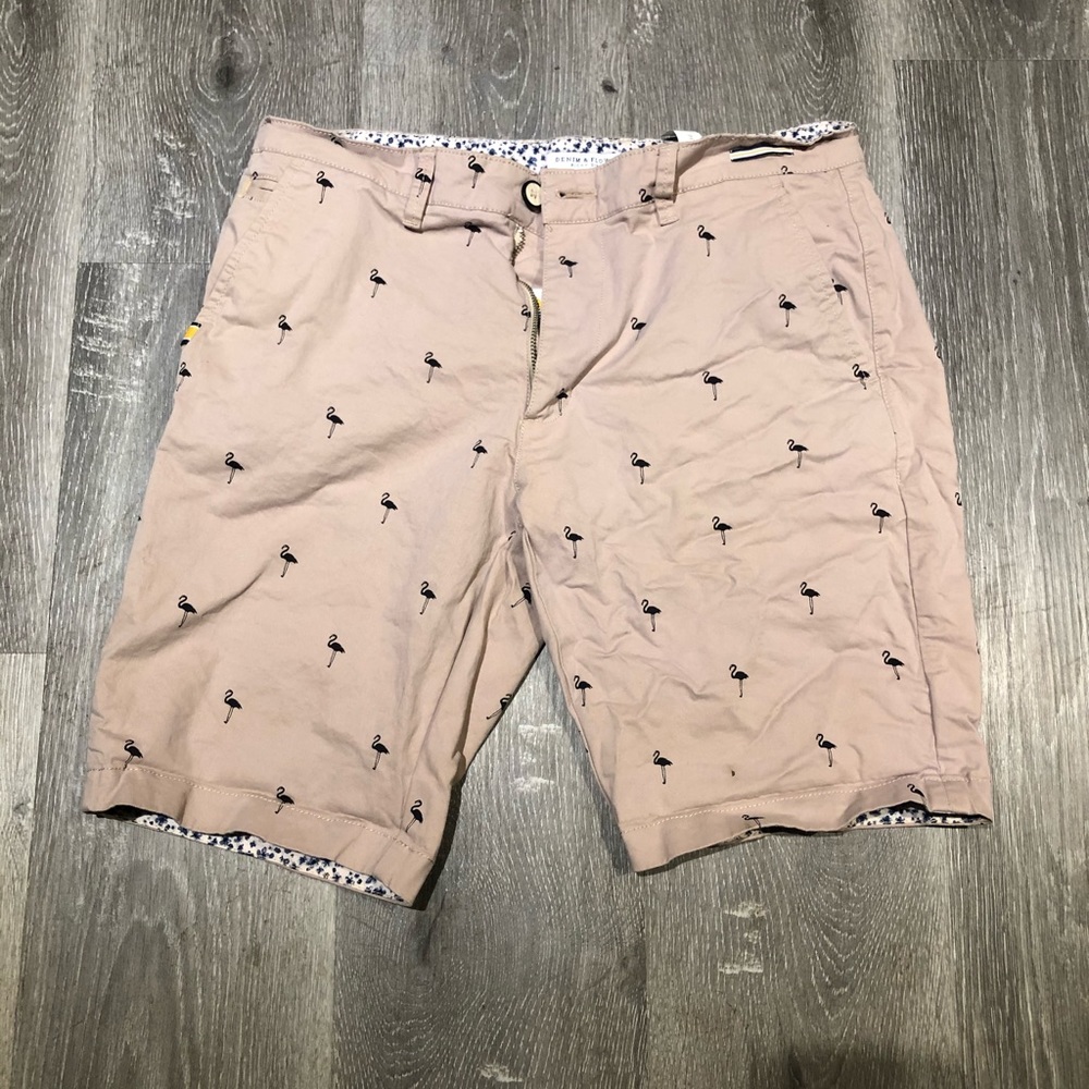 Denim and Flowers khaki flower inside shorts 32